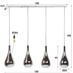 Suspension Missirola Argente, 4 Lumieres