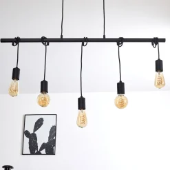 Suspension Monrovia Noir, 5 Lumieres