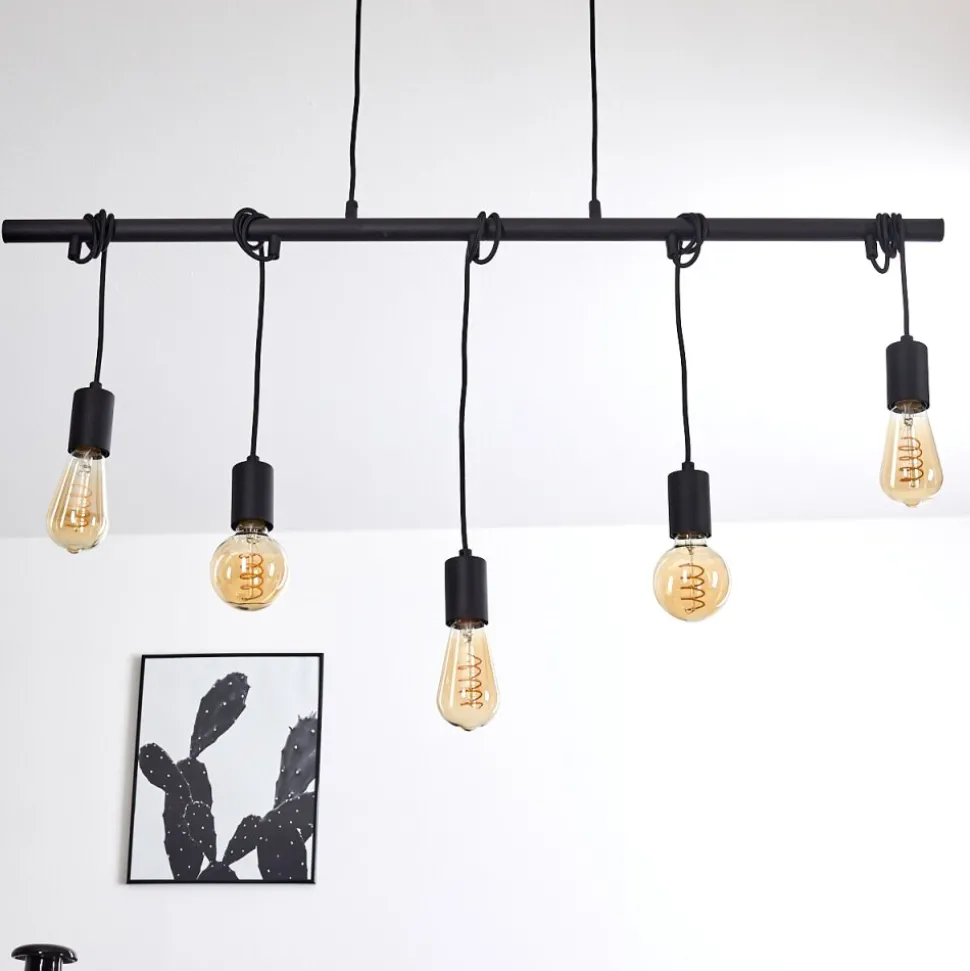 Suspension Monrovia Noir, 5 Lumieres
