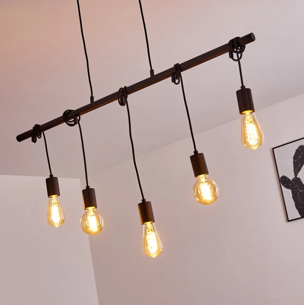 Suspension Monrovia Noir, 5 Lumieres