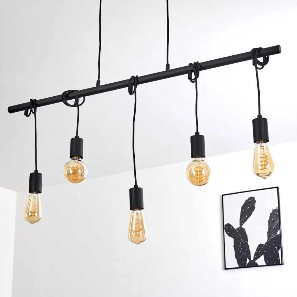 Suspension Monrovia Noir, 5 Lumieres