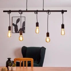 Suspension Monrovia Noir, 5 Lumieres