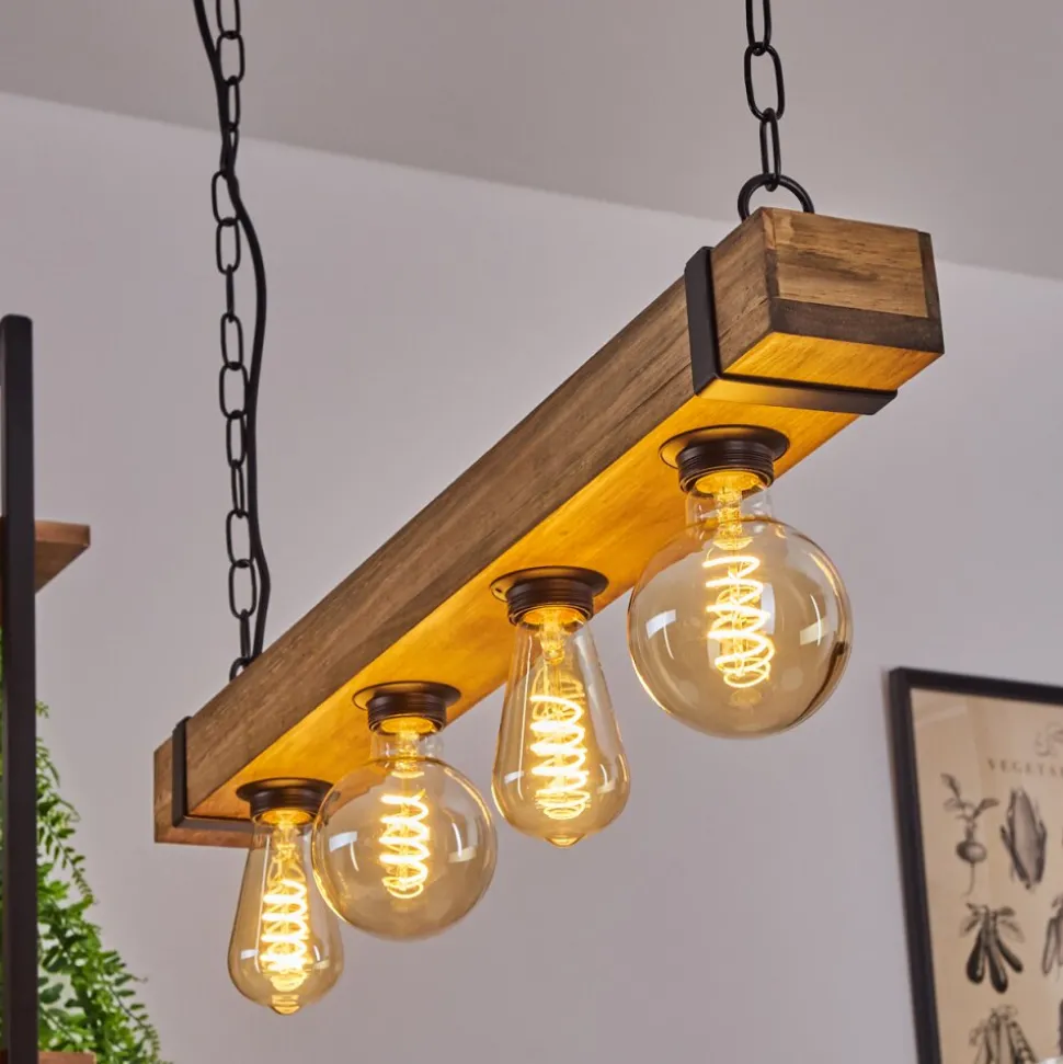 Suspension Montgomery Ecru, Noir, 4 Lumieres