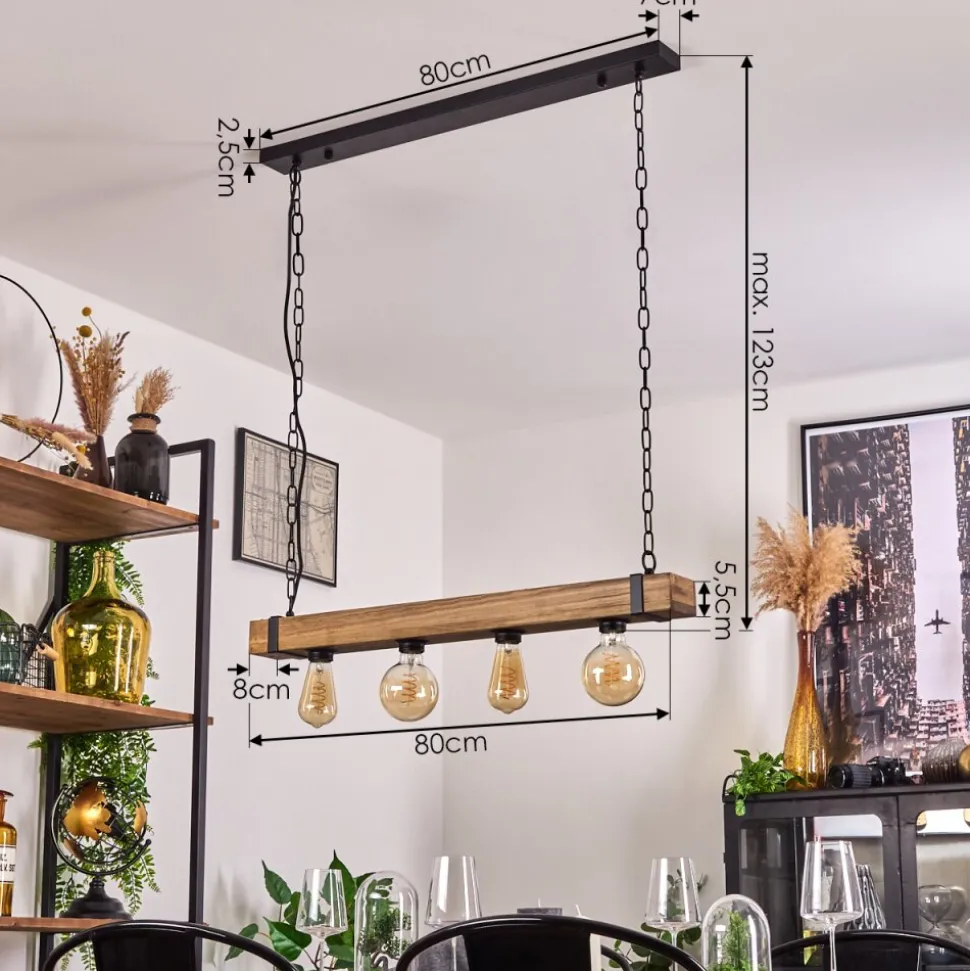 Suspension Montgomery Ecru, Noir, 4 Lumieres