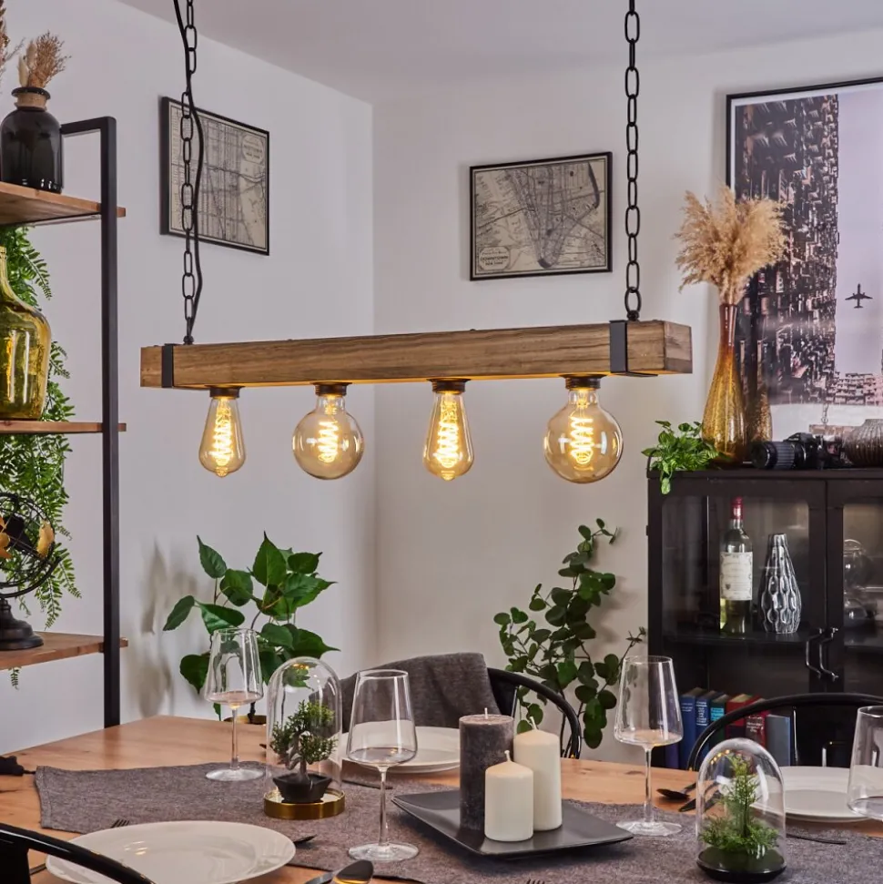 Suspension Montgomery Ecru, Noir, 4 Lumieres