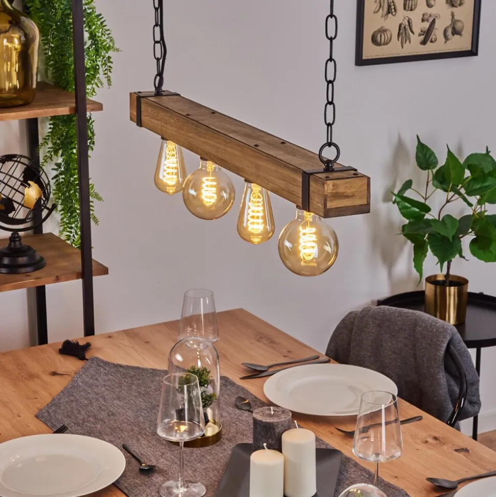 Suspension Montgomery Ecru, Noir, 4 Lumieres