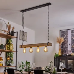 Suspension Montgomery Ecru, Noir, 4 Lumieres