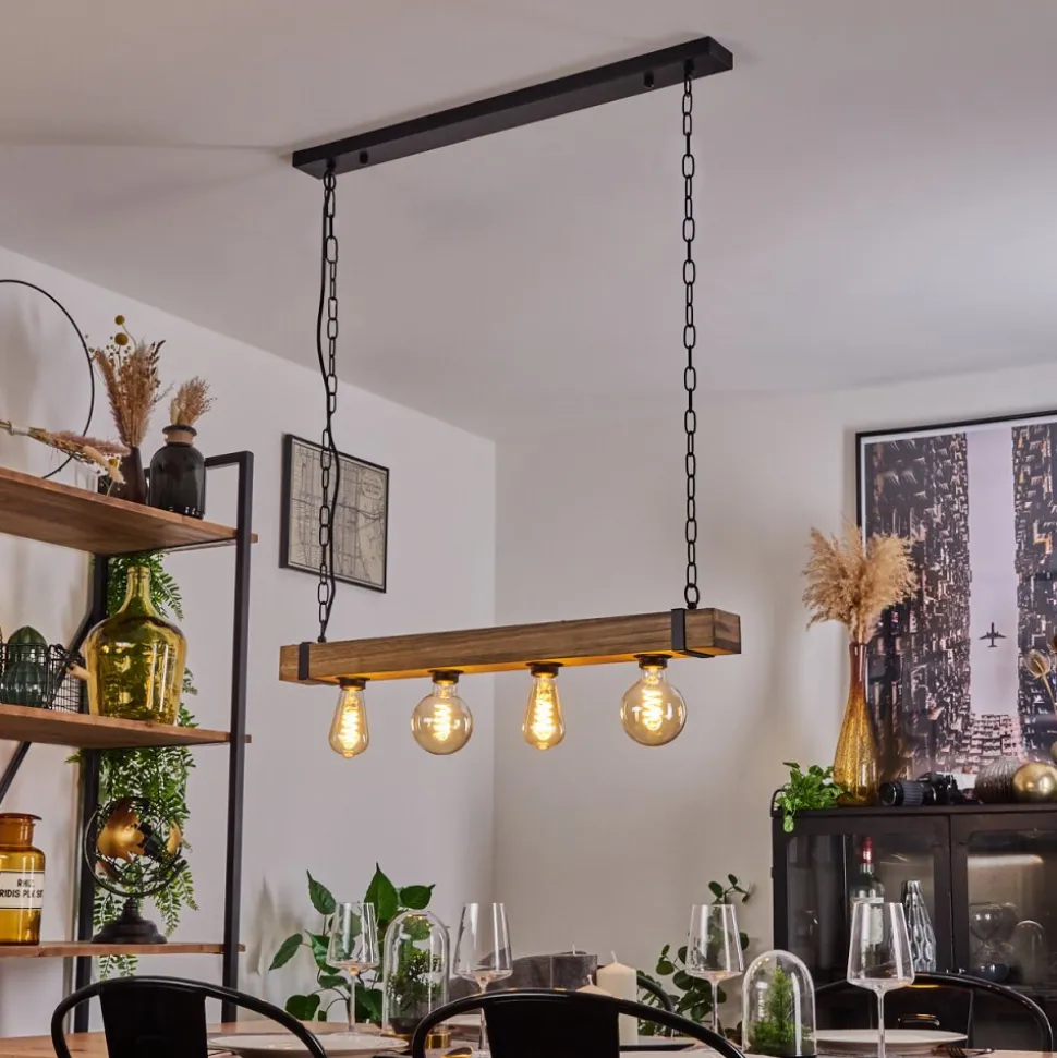 Suspension Montgomery Ecru, Noir, 4 Lumieres