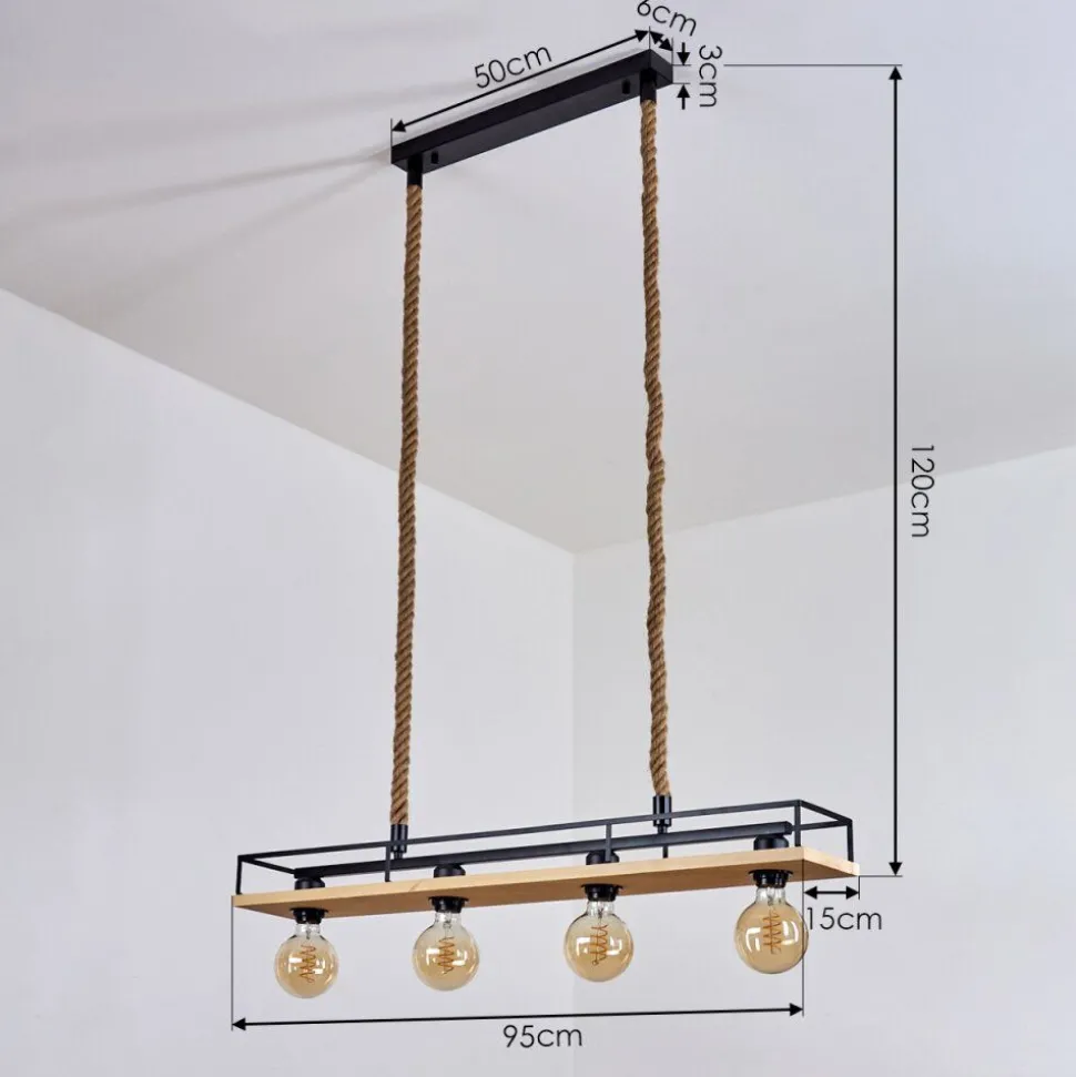Suspension Nubani Ecru, Noir, 4 Lumieres