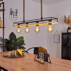 Suspension Nubani Ecru, Noir, 4 Lumieres
