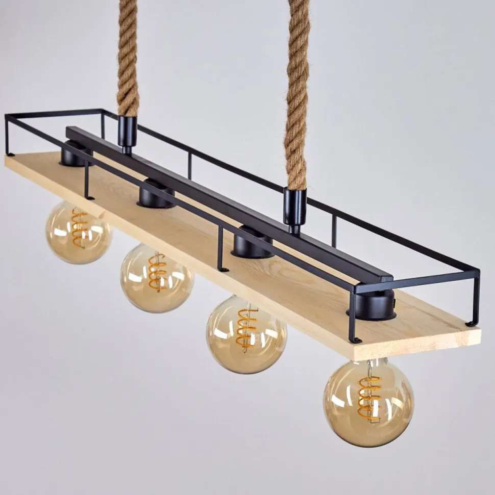 Suspension Nubani Ecru, Noir, 4 Lumieres