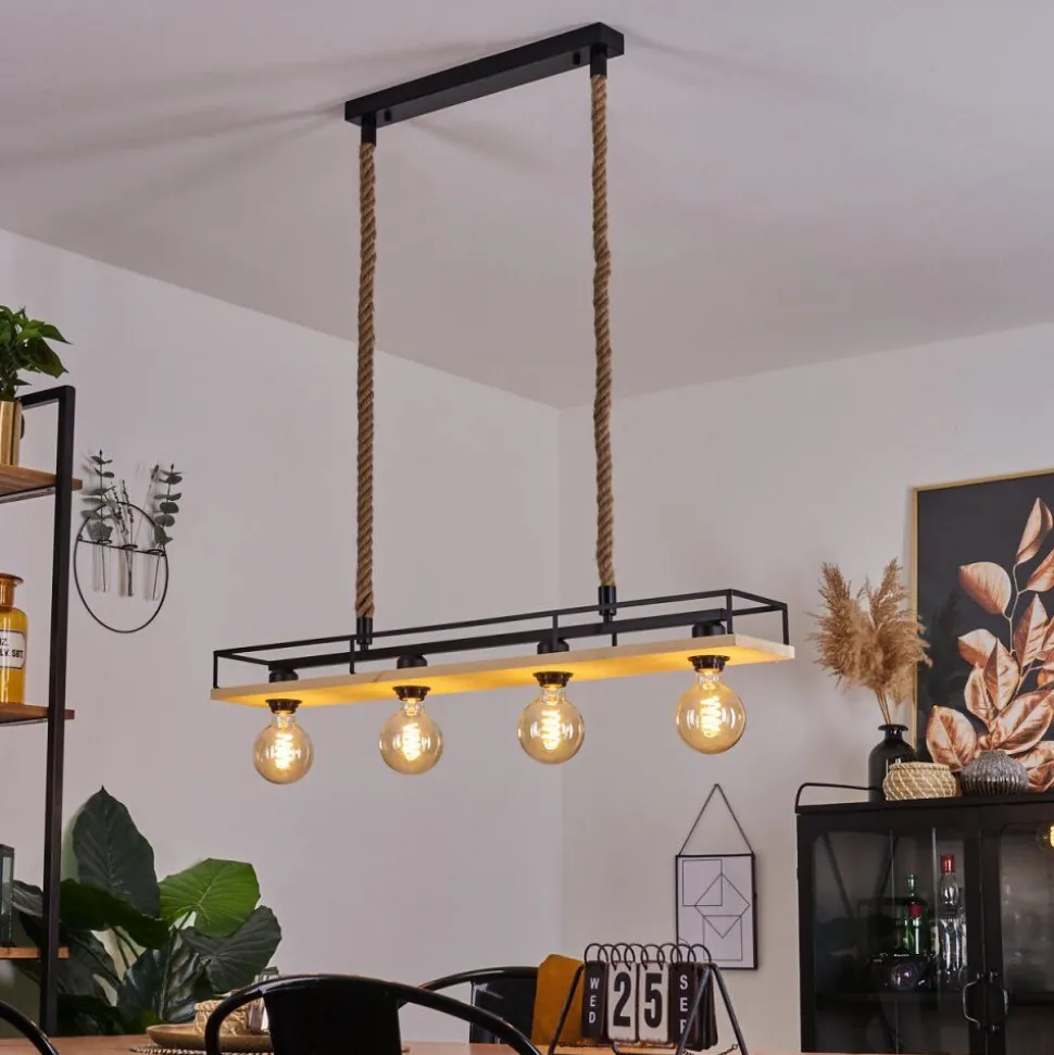 Suspension Nubani Ecru, Noir, 4 Lumieres