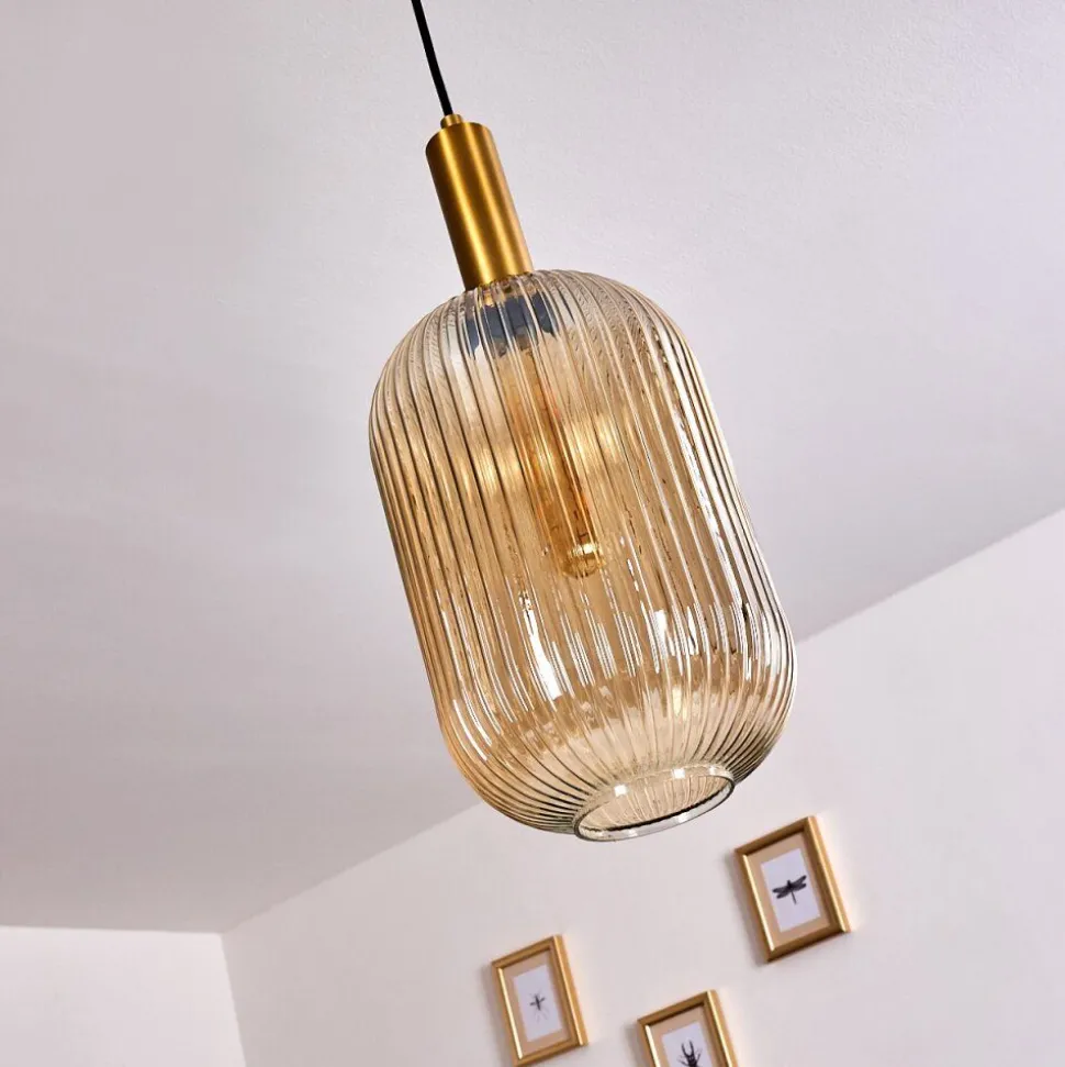 Suspension Paeni Or, Laiton, Noir, 1 Lumiere