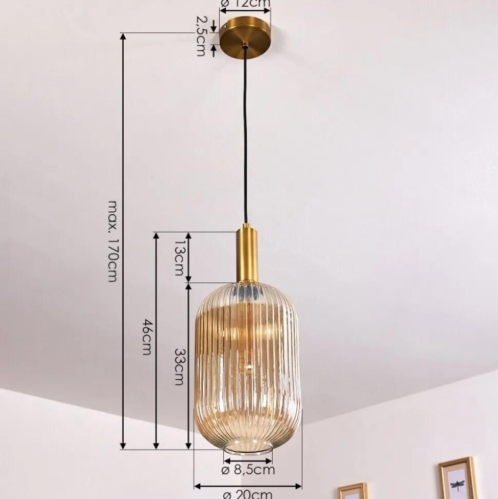 Suspension Paeni Or, Laiton, Noir, 1 Lumiere