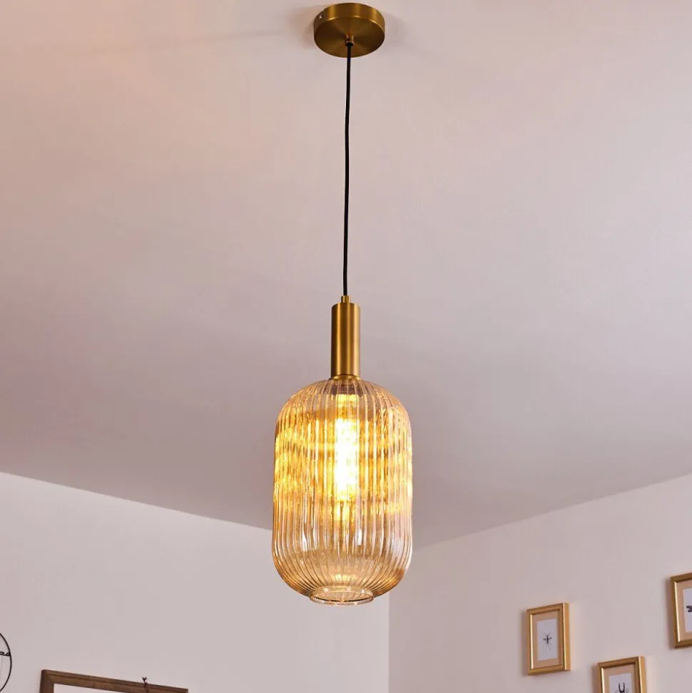 Suspension Paeni Or, Laiton, Noir, 1 Lumiere