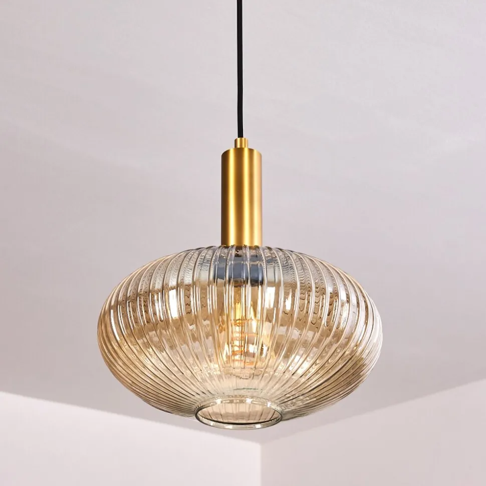 Suspension Paeni Or, Laiton, Noir, 1 Lumiere