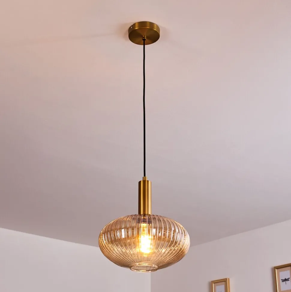 Suspension Paeni Or, Laiton, Noir, 1 Lumiere