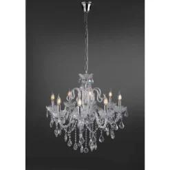 Suspension Paul Neuhaus Gracia Transparent, 8 Lumieres