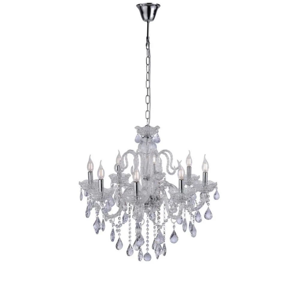 Suspension Paul Neuhaus Gracia Transparent, 8 Lumieres