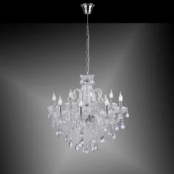 Suspension Paul Neuhaus Gracia Transparent, 8 Lumieres