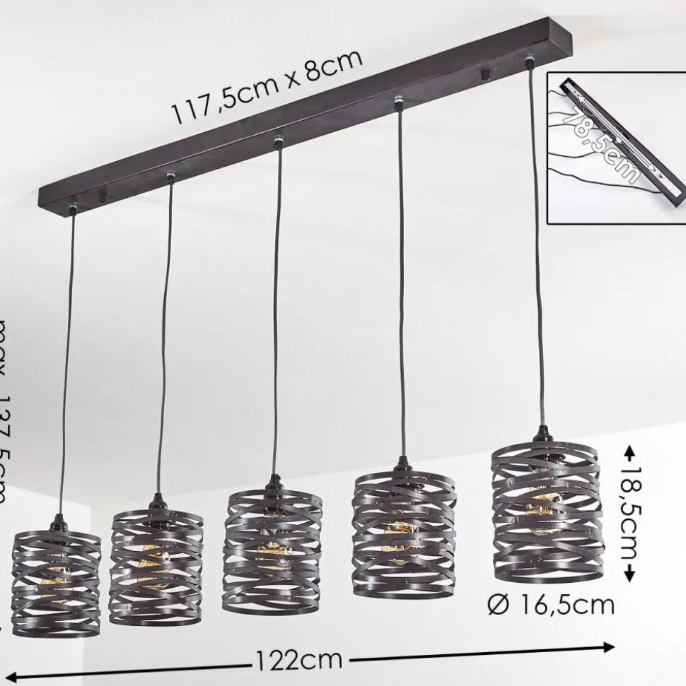 Suspension Pauluspolder Gris, 5 Lumieres