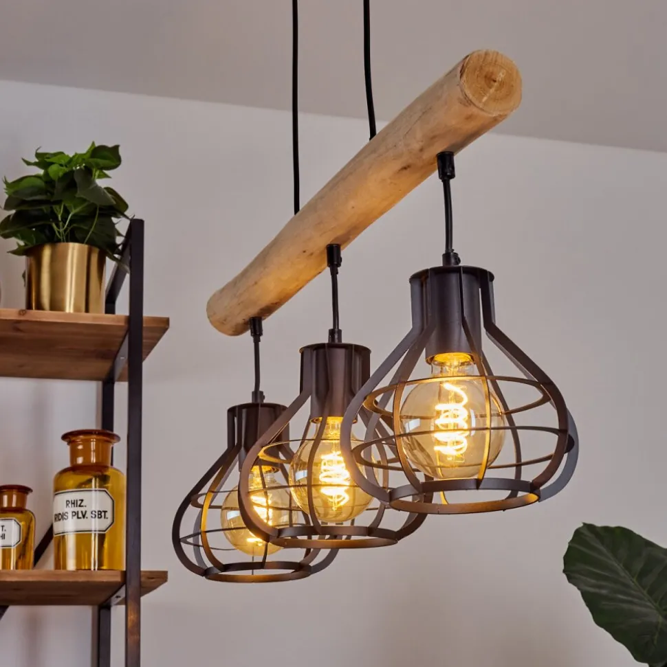 Suspension Pila Ecru, Noir, 3 Lumieres