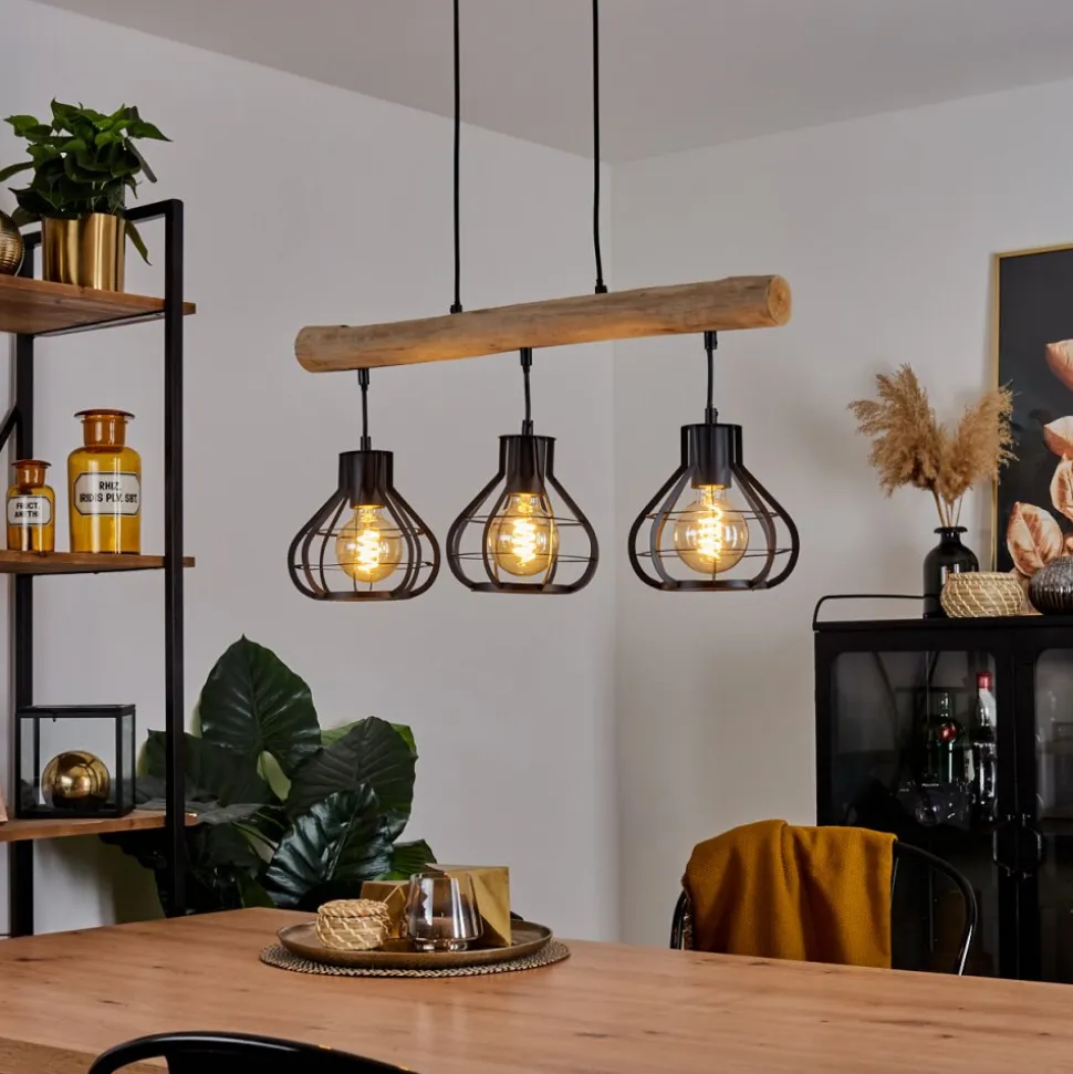 Suspension Pila Ecru, Noir, 3 Lumieres