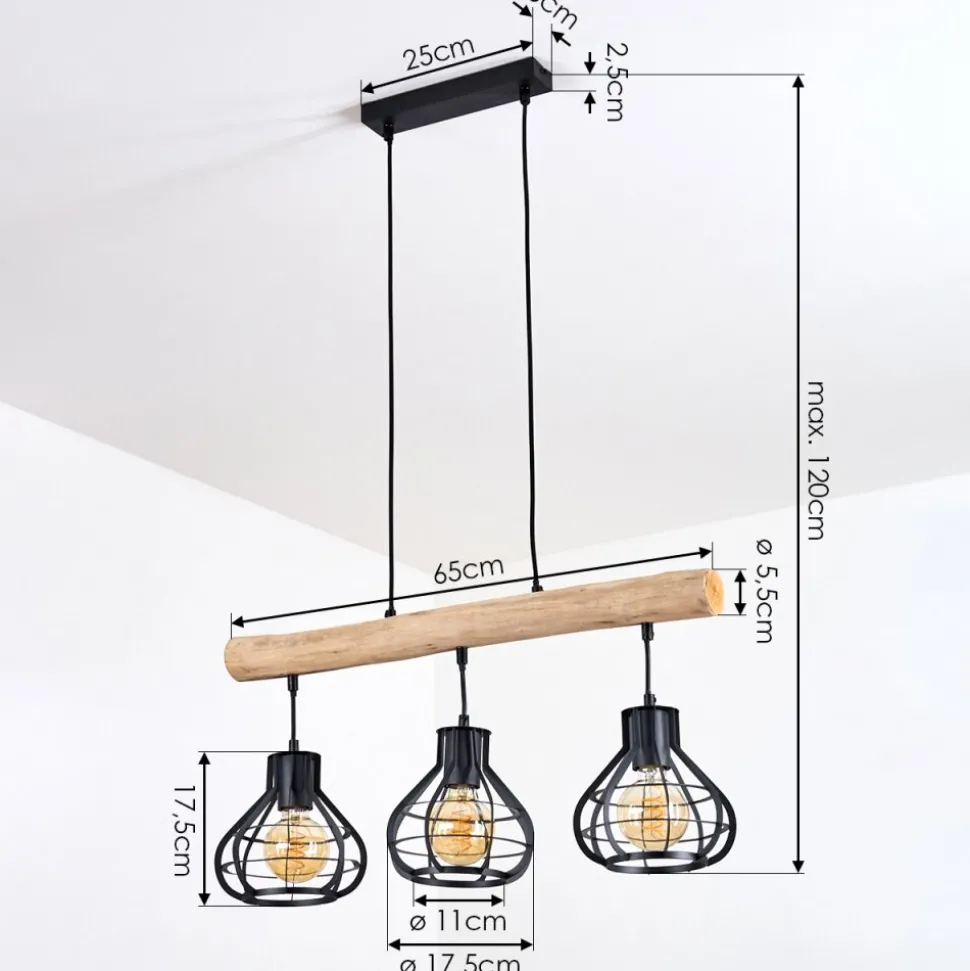 Suspension Pila Ecru, Noir, 3 Lumieres