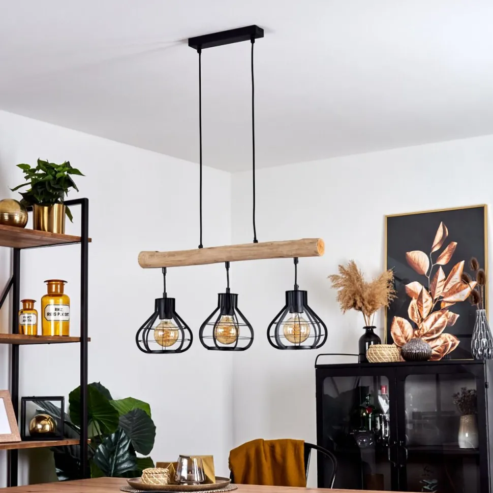 Suspension Pila Ecru, Noir, 3 Lumieres