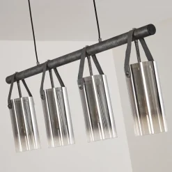 Suspension Pompehuis Gris, Noir, 4 Lumieres