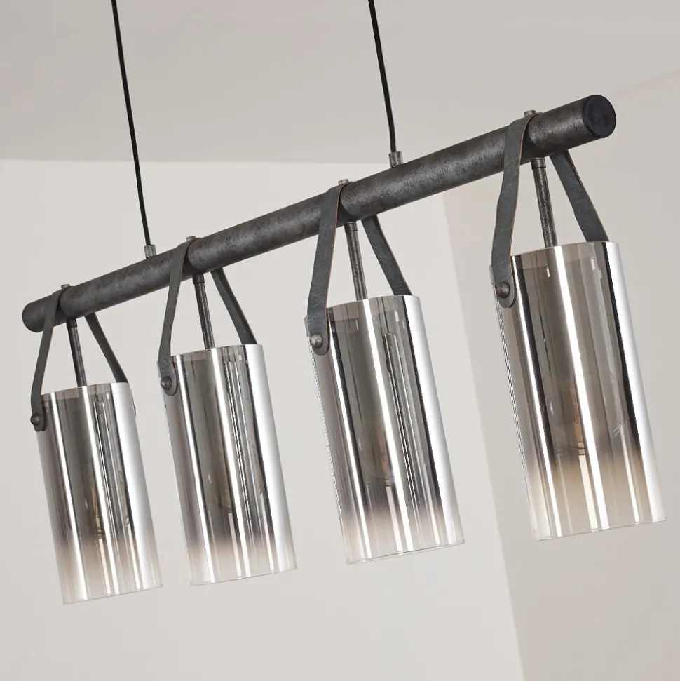 Suspension Pompehuis Gris, Noir, 4 Lumieres