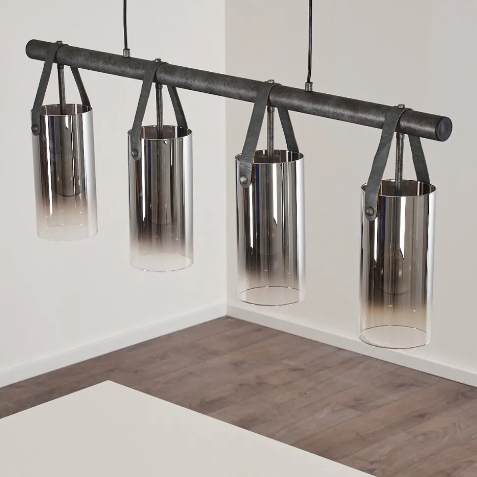 Suspension Pompehuis Gris, Noir, 4 Lumieres