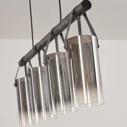 Suspension Pompehuis Gris, Noir, 4 Lumieres
