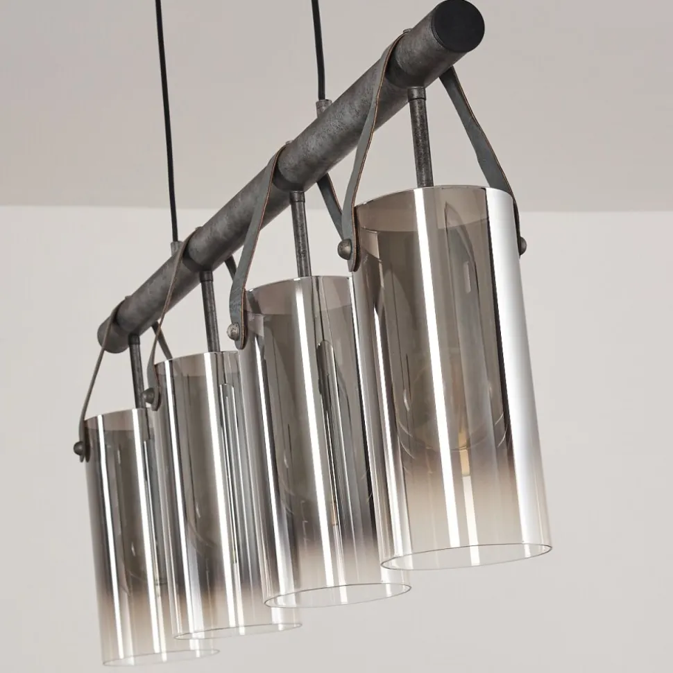 Suspension Pompehuis Gris, Noir, 4 Lumieres