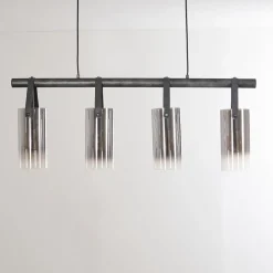 Suspension Pompehuis Gris, Noir, 4 Lumieres