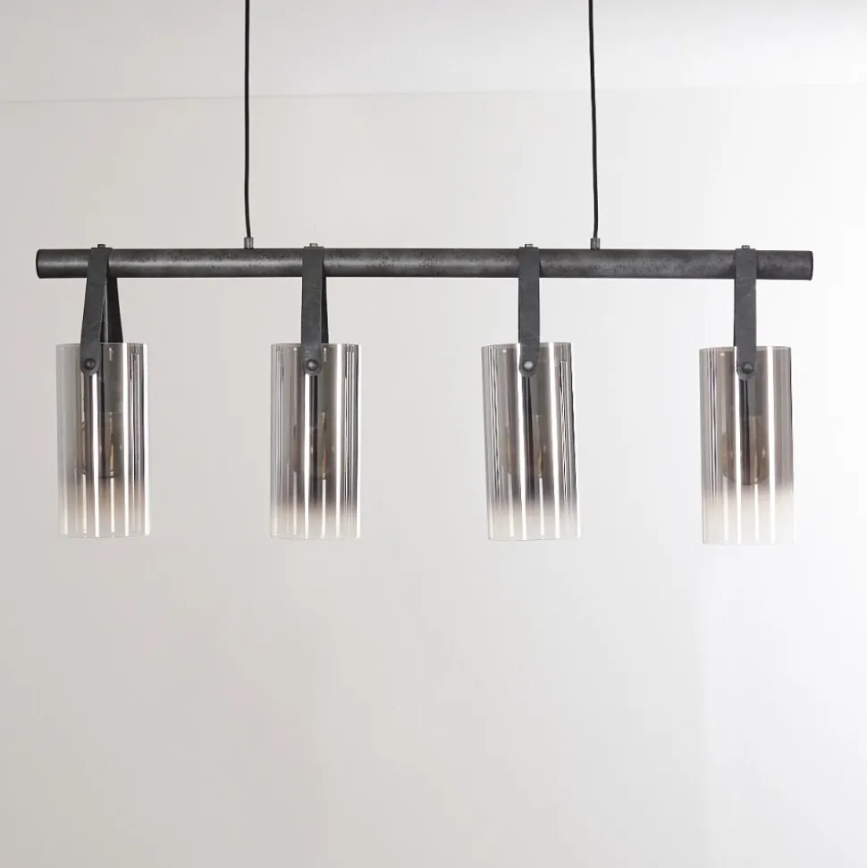 Suspension Pompehuis Gris, Noir, 4 Lumieres