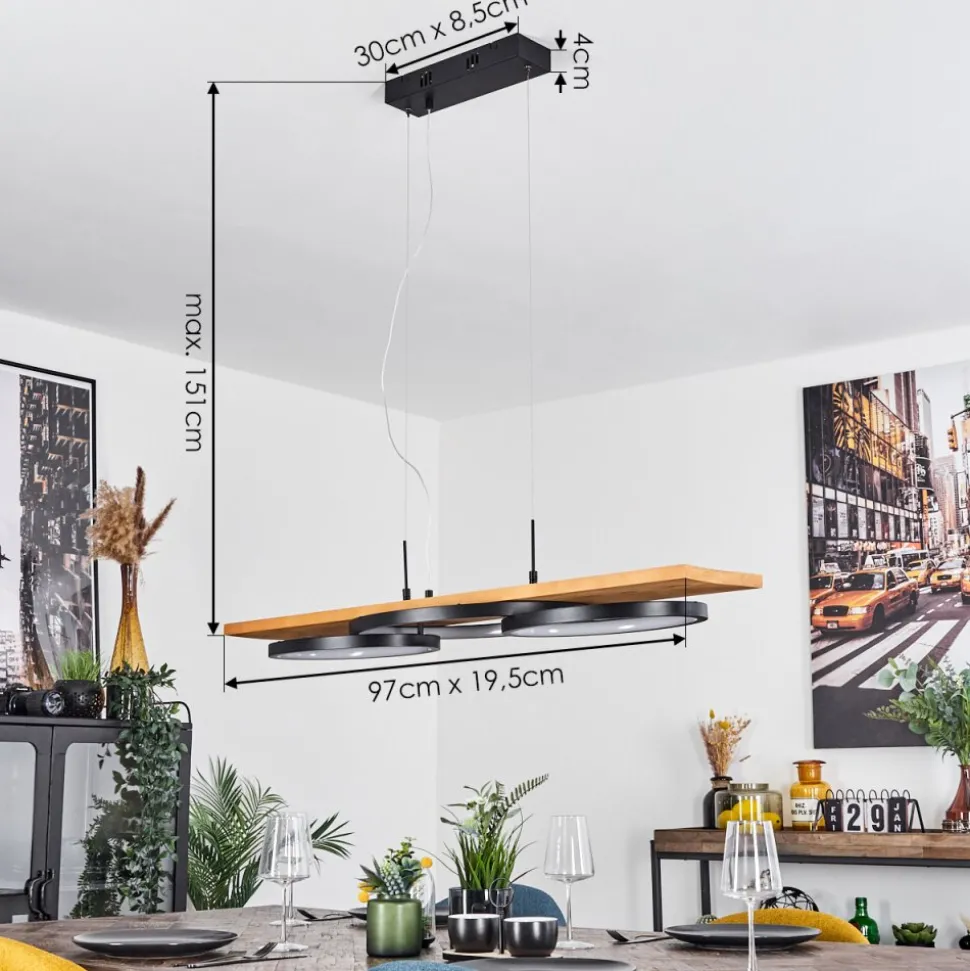 Suspension Pompu Led Ecru, Noir, 1 Lumiere
