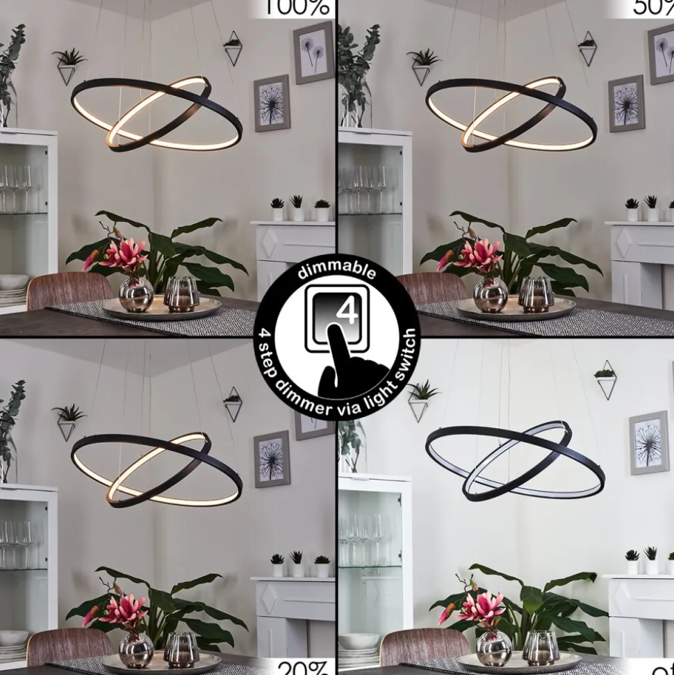Suspension Preci Led Noir, 1 Lumiere