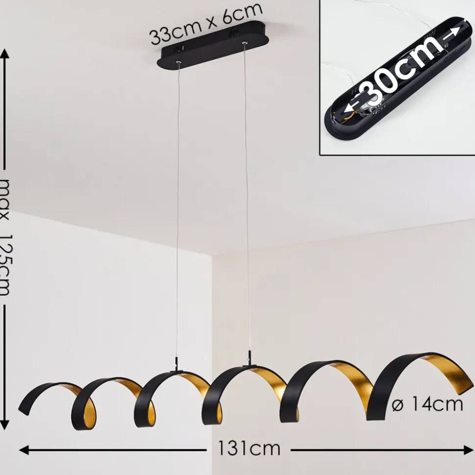 Suspension Rezat Led Noir Dore, 6 Lumieres