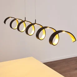 Suspension Rezat Led Noir Dore, 6 Lumieres
