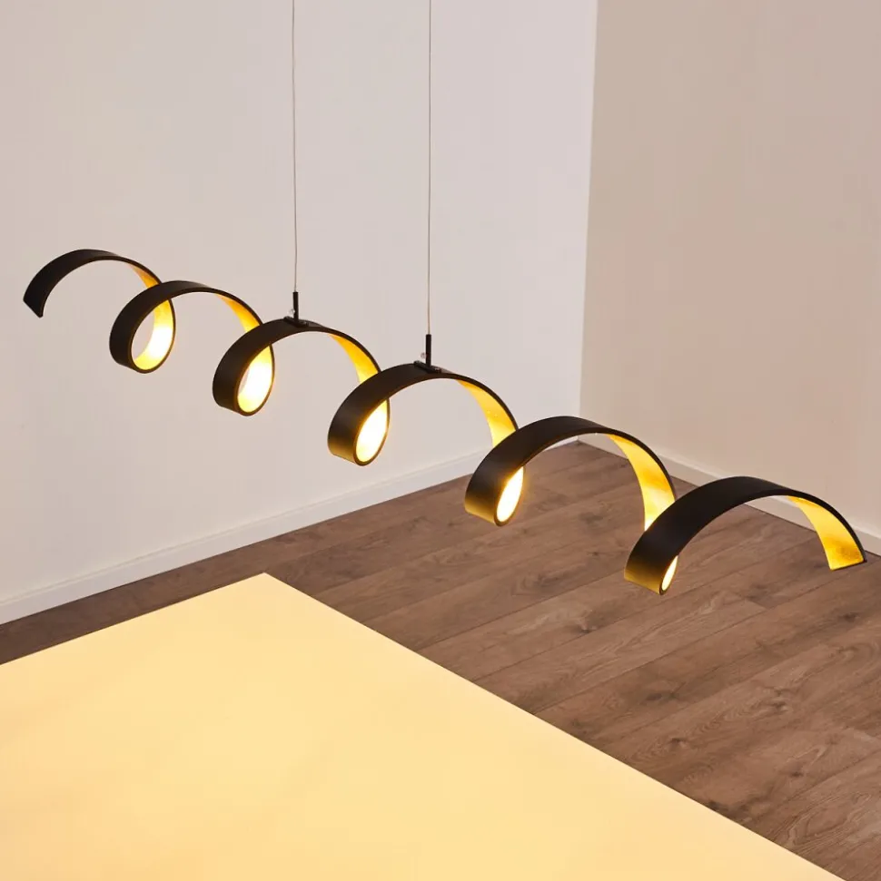 Suspension Rezat Led Noir Dore, 6 Lumieres