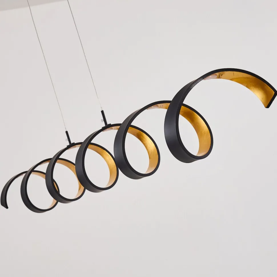 Suspension Rezat Led Noir Dore, 6 Lumieres