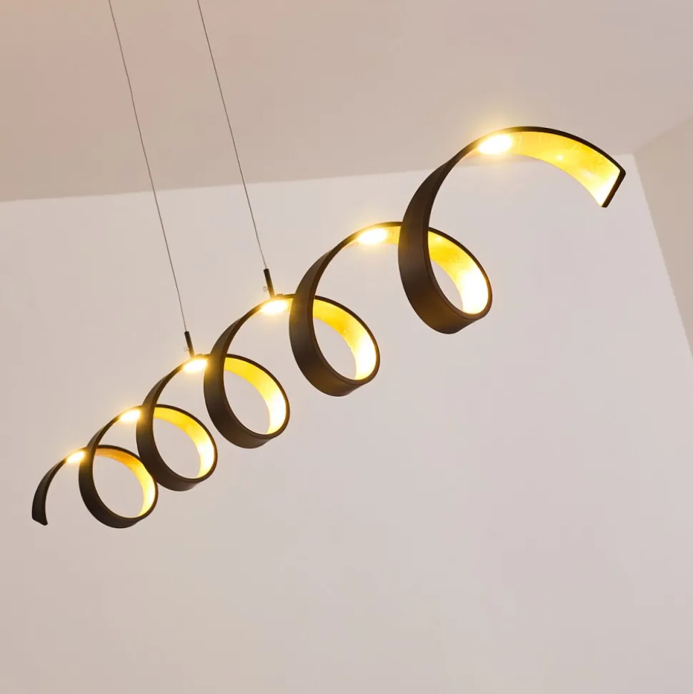 Suspension Rezat Led Noir Dore, 6 Lumieres