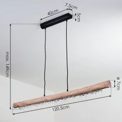 Suspension Rodeche Led Bois Clair, Noir, 1 Lumiere