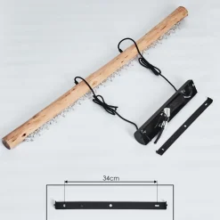 Suspension Rodeche Led Bois Clair, Noir, 1 Lumiere