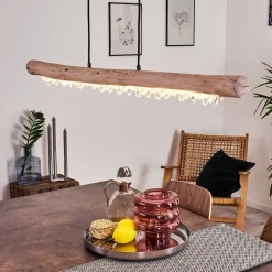 Suspension Rodeche Led Bois Clair, Noir, 1 Lumiere