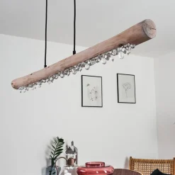 Suspension Rodeche Led Bois Clair, Noir, 1 Lumiere