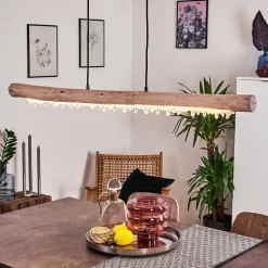 Suspension Rodeche Led Bois Clair, Noir, 1 Lumiere