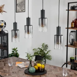 Suspension Sambour Noir, 4 Lumieres