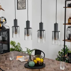 Suspension Sambour Noir, 4 Lumieres